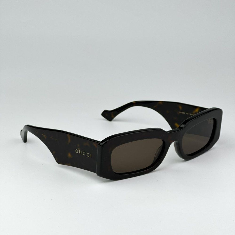 NEW Gucci GG1426S 002 Dark Havana Brown Unisex Rectangle Sunglasses GG 1426s - Picture 6 of 11